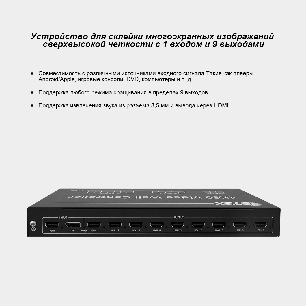 1-input 9-output video wall controller