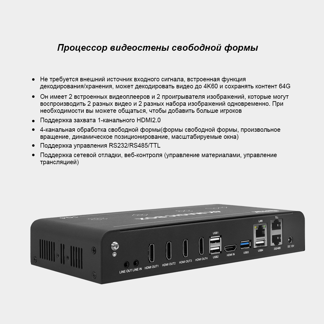 Процессор Free-Form 4K60 Декодирование видео 4-канальное